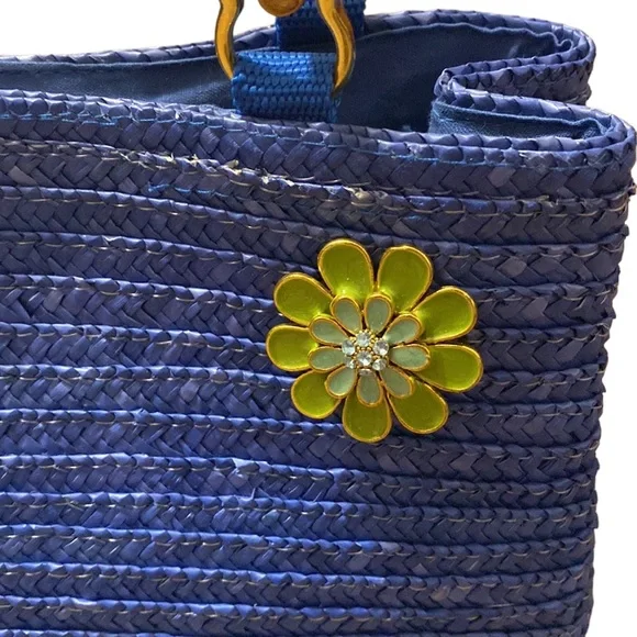 90s Y2K wicker weave purse with bamboo handles - Picture 3 of 6